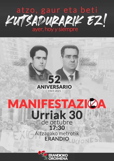 Cartel del homenaje a Antón Fernández y Josu Murueta