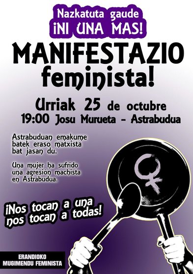 Cartel de la protesta ante la agresión machista, convocada por el colectivo feminista.